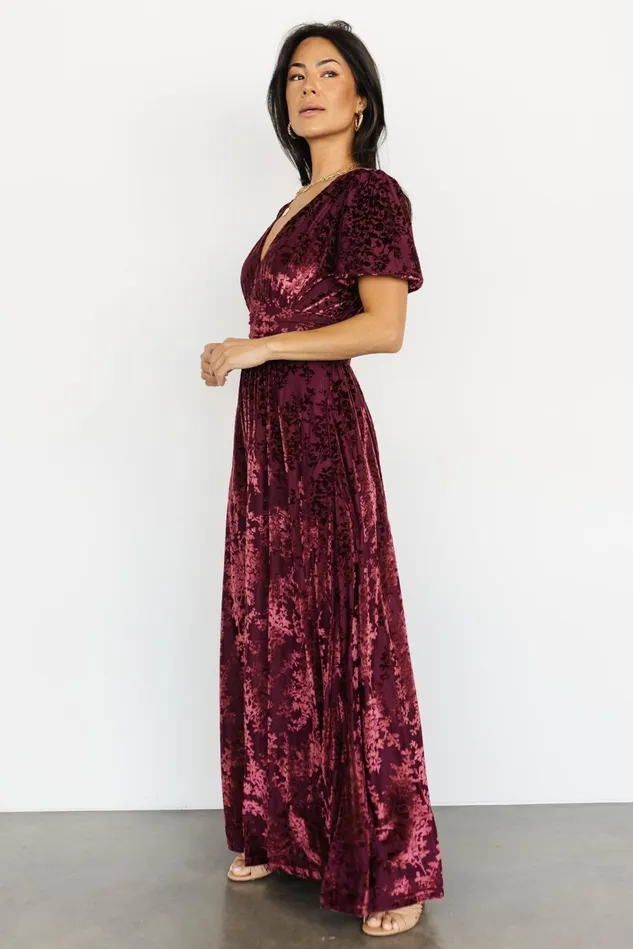Baltic Born Wedding Guest Women Leslie Velvet Maxi Dress Mulberry