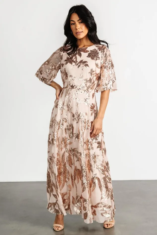 Baltic Born Wedding Guest Women Lucy Sequin Dress Rose Gold Baltic Born Wedding Guest Women Lucy Sequin Dress Rose Gold