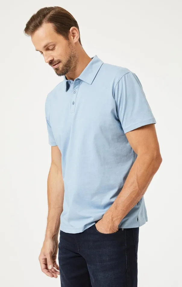Basic Polo Shirt In Faded Denim Men Mavi Jeans TShirts Basic Polo Shirt In Faded Denim Men Mavi Jeans TShirts