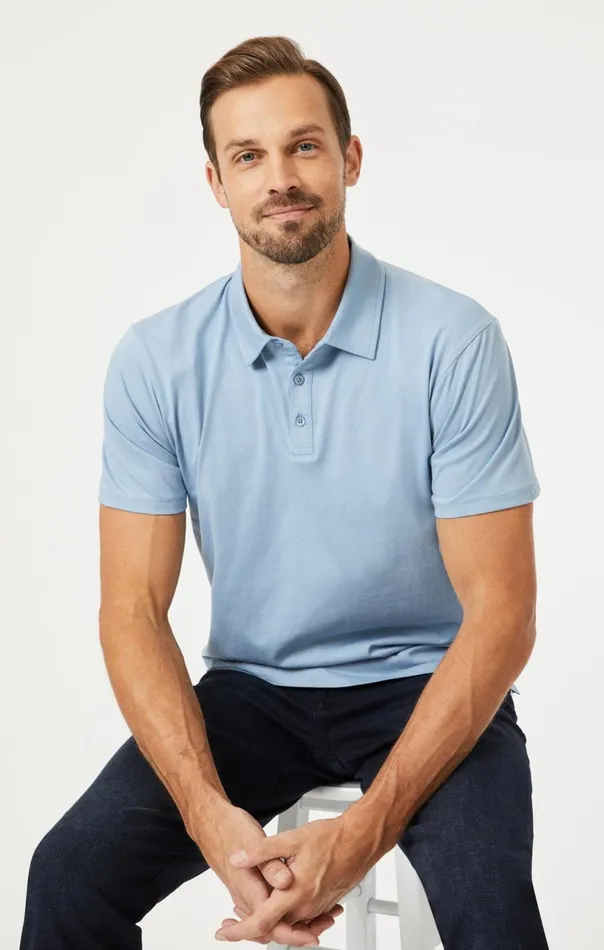Basic Polo Shirt In Faded Denim Men Mavi Jeans TShirts Basic Polo Shirt In Faded Denim Men Mavi Jeans TShirts