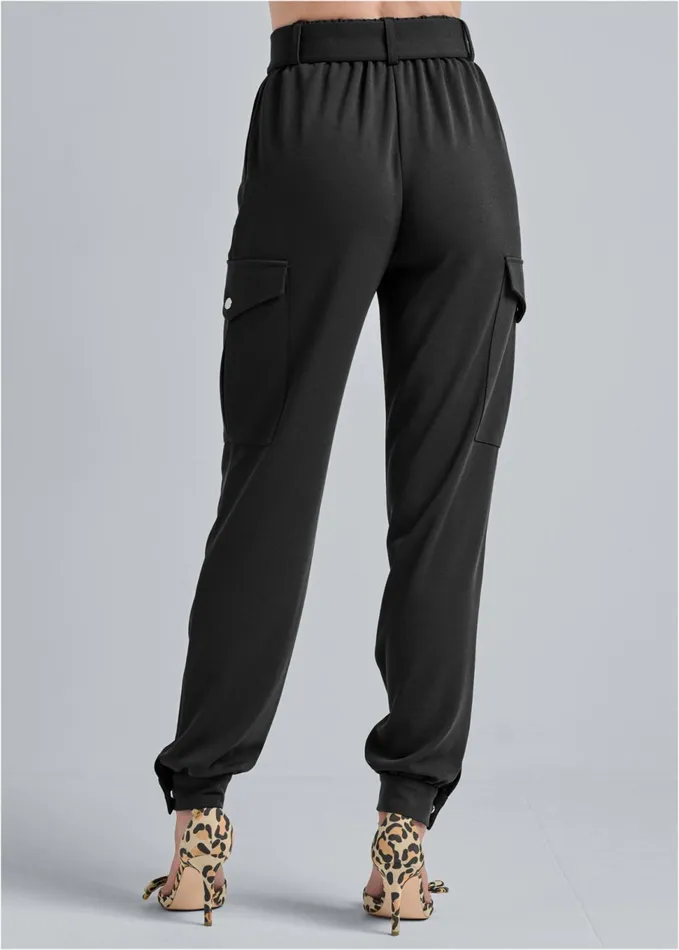 BELTED CARGO PANTS Black Women VENUS Casual