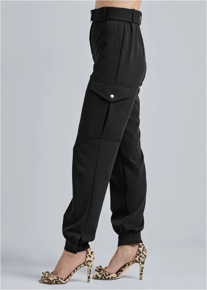 BELTED CARGO PANTS Black Women VENUS Casual
