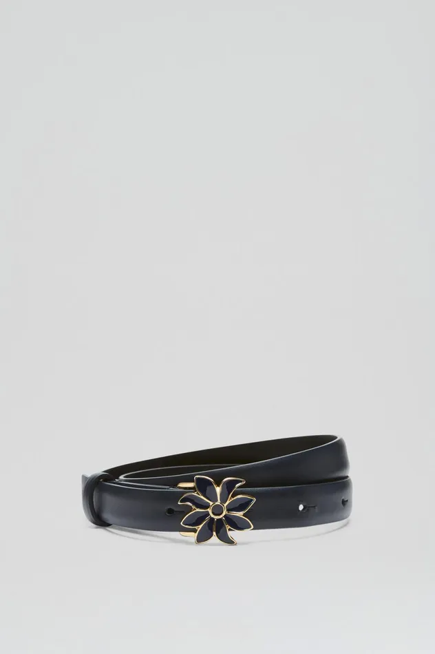 Belts Women Scanlan Theodore FLOWER BUCKLE BELT 2 Navy Belts Women Scanlan Theodore FLOWER BUCKLE BELT 2 Navy