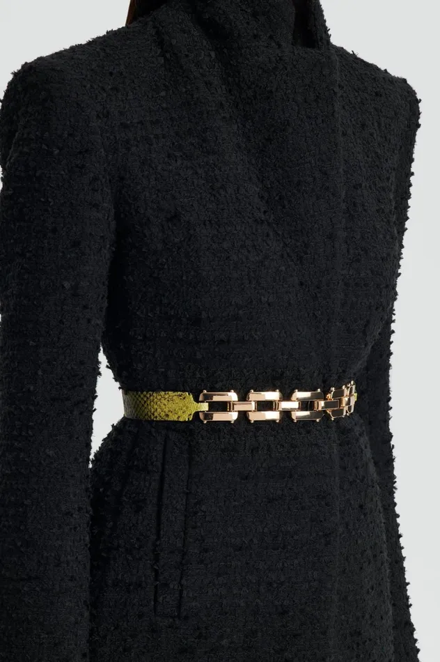 Belts Women Scanlan Theodore GOLD TRIM BELT 25 Vert
