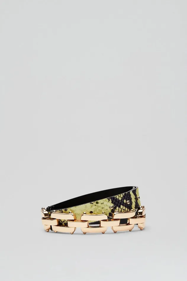 Belts Women Scanlan Theodore GOLD TRIM BELT 25 Vert Belts Women Scanlan Theodore GOLD TRIM BELT 25 Vert