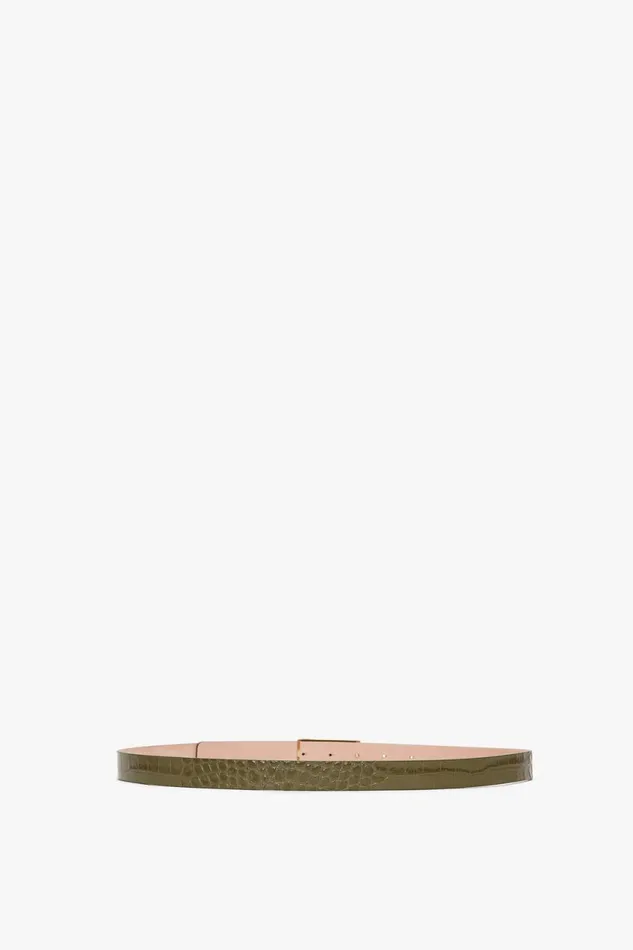 Belts Women Victoria Beckham Exclusive Frame Belt In Khaki Croc Embossed Calf Leather Belts Women Victoria Beckham Exclusive Frame Belt In Khaki Croc Embossed Calf Leather