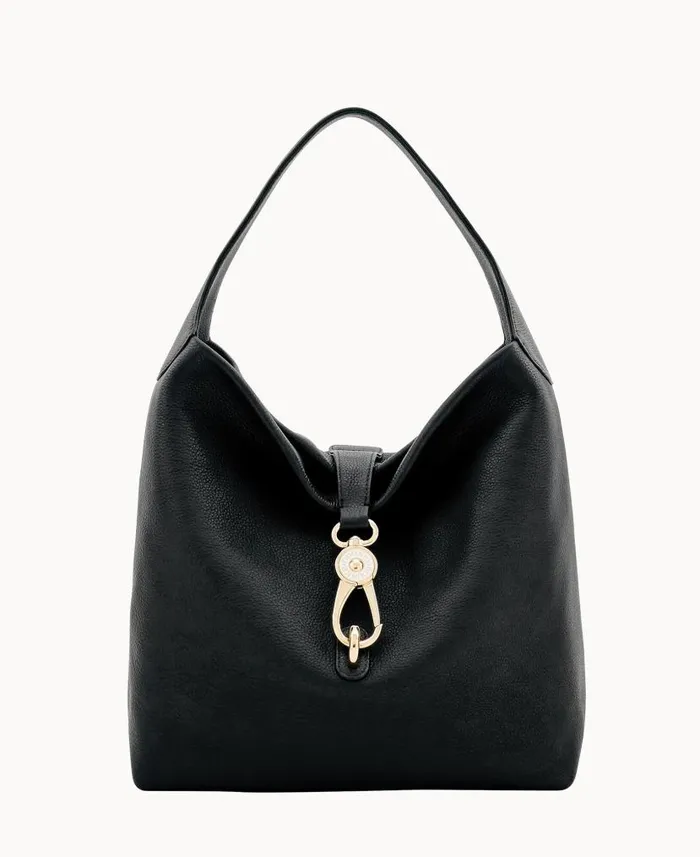 Belvedere Logo Lock Shoulder Bag Black Woman Dooney and Bourke Shoulder Bags