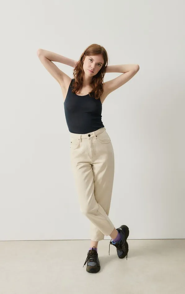 Big Carrot Jeans Tineborow Ecru Women American Vintage Jeans Big Carrot Jeans Tineborow Ecru Women American Vintage Jeans