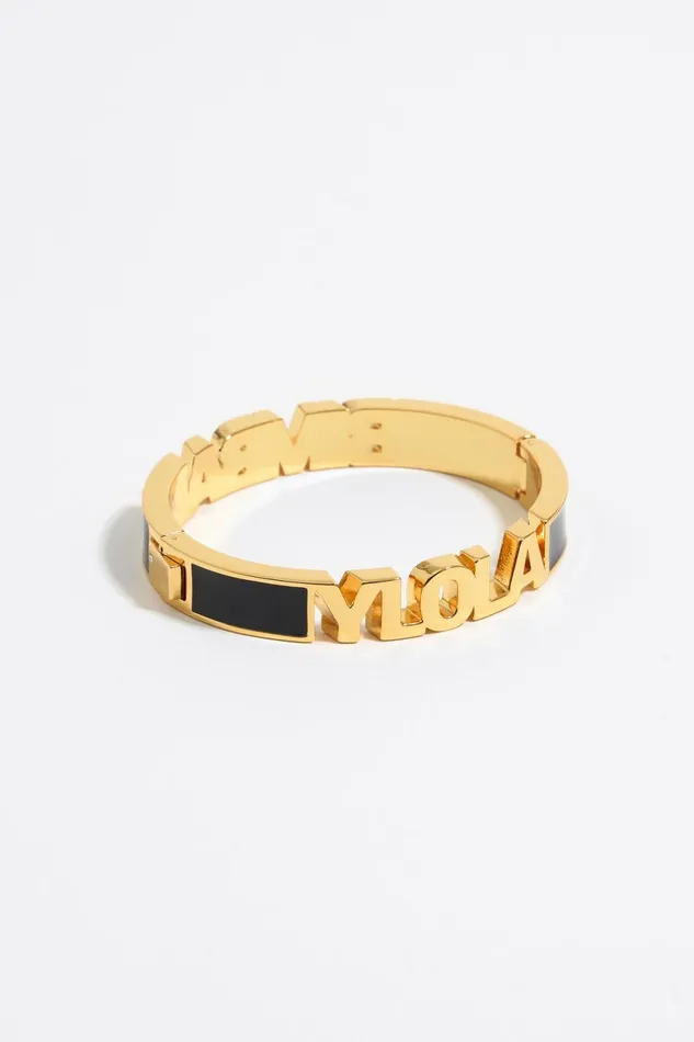 Black Enamel Logo Bracelet Black Women Bimba Y Lola Jewelry Black Enamel Logo Bracelet Black Women Bimba Y Lola Jewelry
