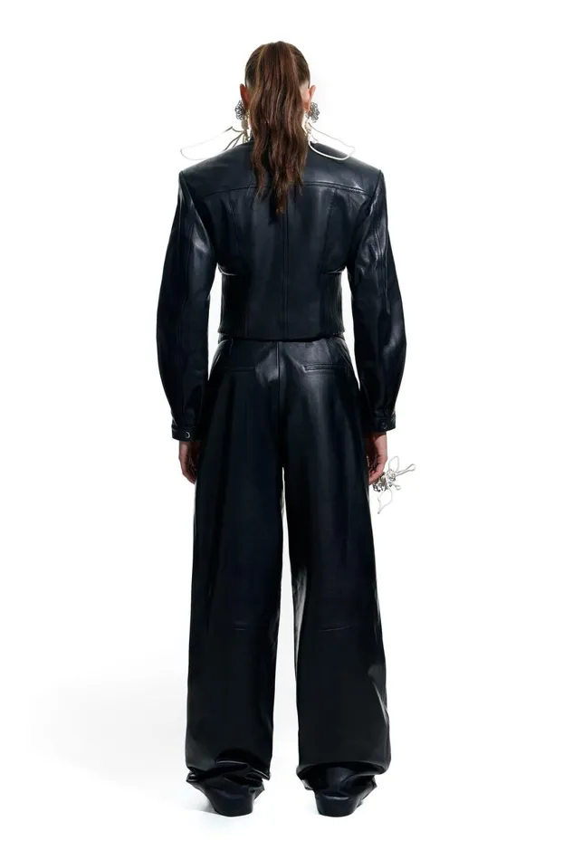 Black Leather Maxi Pleat Trousers Black Women Bimba Y Lola Bimba Y Palomo Black Leather Maxi Pleat Trousers Black Women Bimba Y Lola Bimba Y Palomo