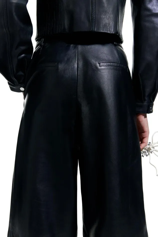 Black Leather Maxi Pleat Trousers Black Women Bimba Y Lola Bimba Y Palomo Black Leather Maxi Pleat Trousers Black Women Bimba Y Lola Bimba Y Palomo