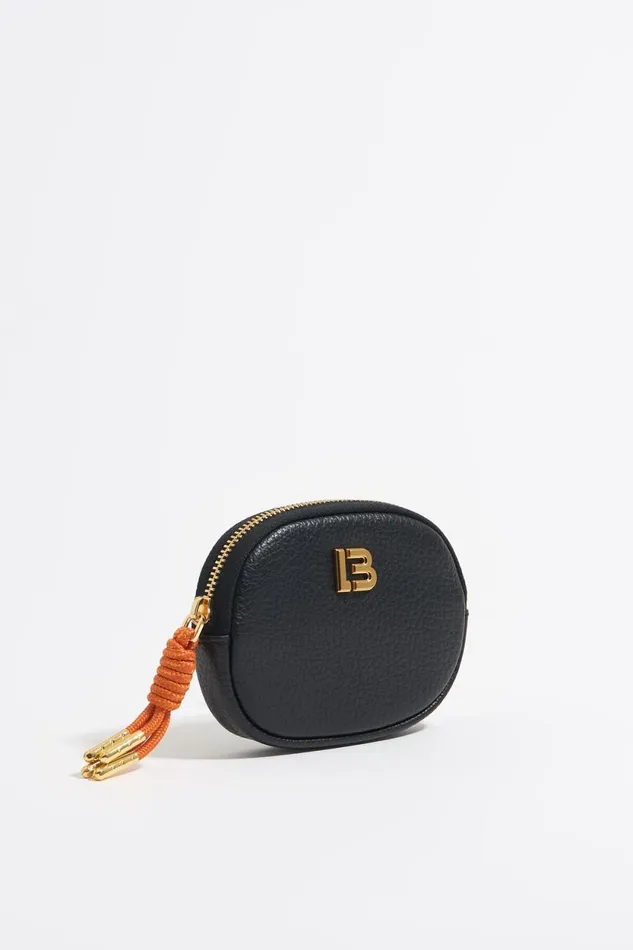 Black Leather Oval Coin Purse Black Women Bimba Y Lola Wallets And Coin Purses