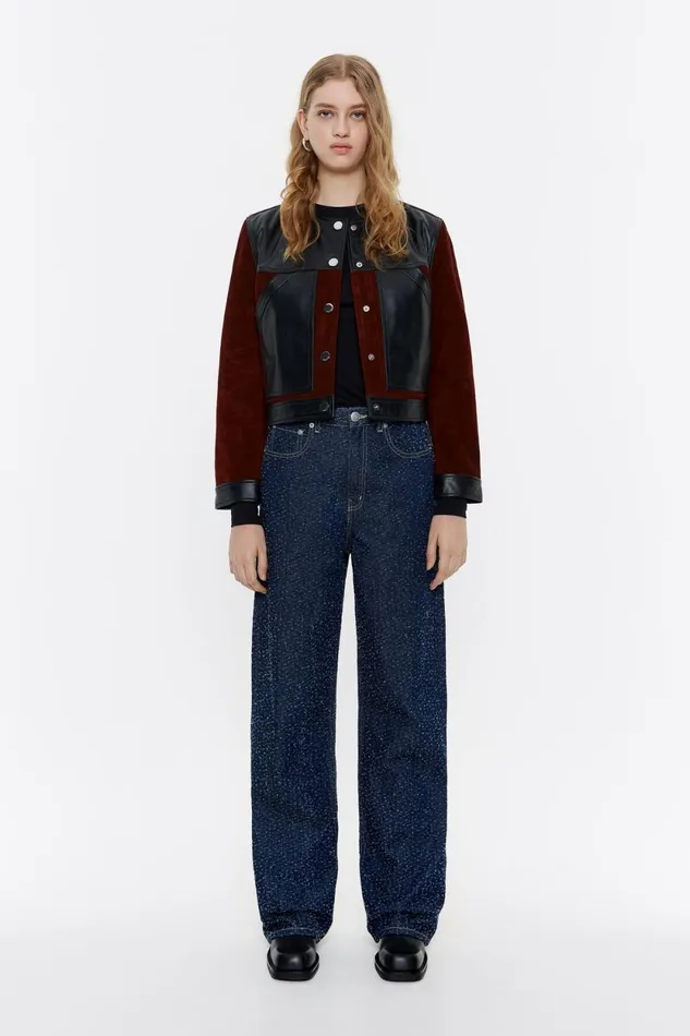 Black Leather Twotone Jacket Black Women Bimba Y Lola Jackets And Blazers