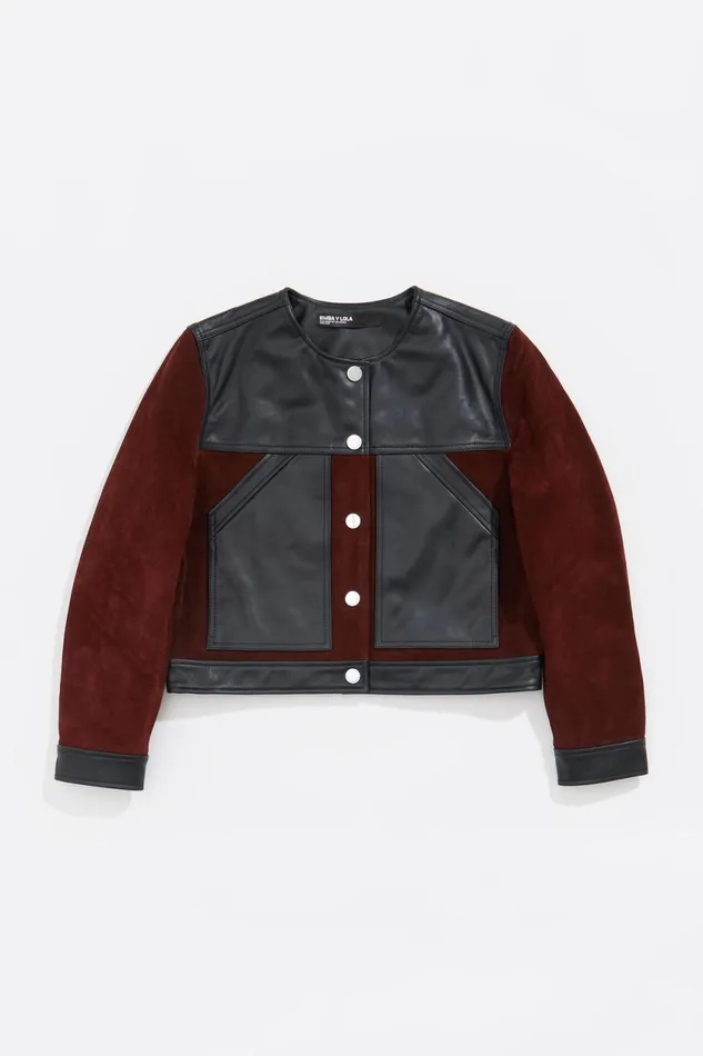 Black Leather Twotone Jacket Black Women Bimba Y Lola Jackets And Blazers Black Leather Twotone Jacket Black Women Bimba Y Lola Jackets And Blazers