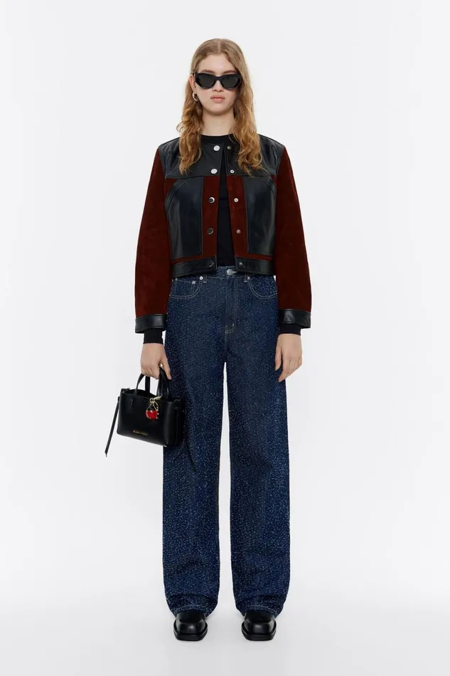 Black Leather Twotone Jacket Black Women Bimba Y Lola Jackets And Blazers Black Leather Twotone Jacket Black Women Bimba Y Lola Jackets And Blazers
