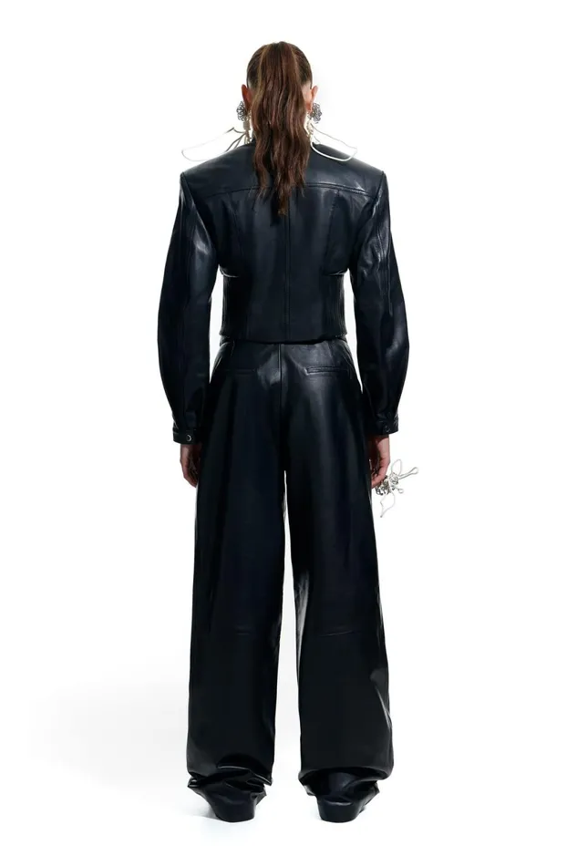 Black Maxi Elasticated Waist Leather Jacket Black Women Bimba Y Lola Bimba Y Palomo Black Maxi Elasticated Waist Leather Jacket Black Women Bimba Y Lola Bimba Y Palomo