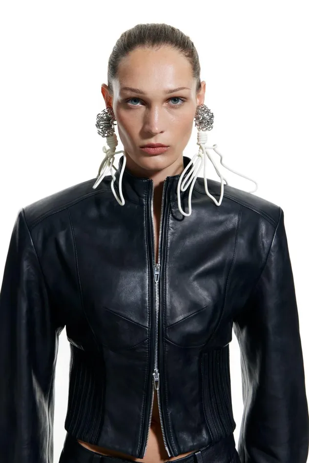 Black Maxi Elasticated Waist Leather Jacket Black Women Bimba Y Lola Bimba Y Palomo Black Maxi Elasticated Waist Leather Jacket Black Women Bimba Y Lola Bimba Y Palomo
