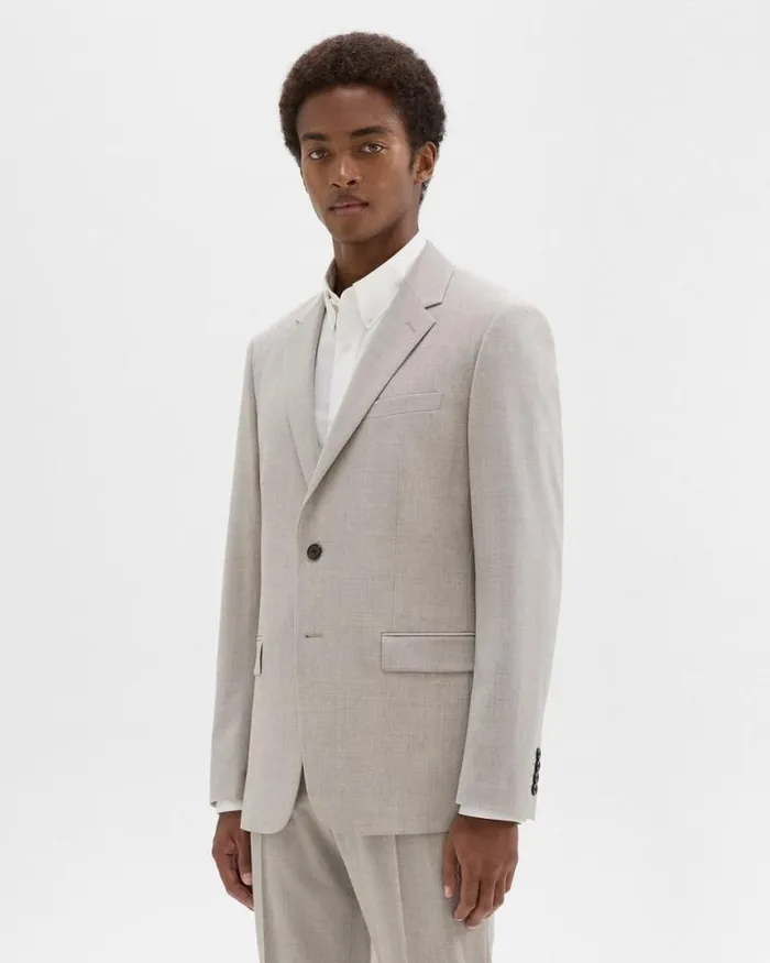 Blazers Jackets Men Theory Chambers Blazer In Stretch Wool Sand Melange Blazers Jackets Men Theory Chambers Blazer In Stretch Wool Sand Melange