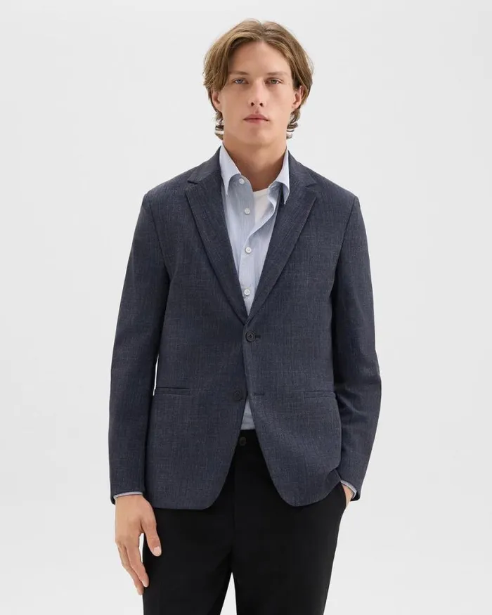 Blazers Jackets Men Theory Clinton Blazer In Herringbone Precision Ponte Baltic Melange
