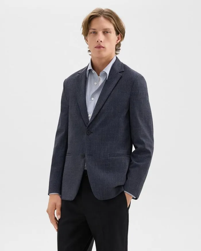 Blazers Jackets Men Theory Clinton Blazer In Herringbone Precision Ponte Baltic Melange Blazers Jackets Men Theory Clinton Blazer In Herringbone Precision Ponte Baltic Melange