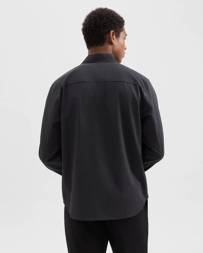 Blazers Jackets Men Theory Garvin Shirt Jacket In Stretch Wool Dark Charcoal Blazers Jackets Men Theory Garvin Shirt Jacket In Stretch Wool Dark Charcoal