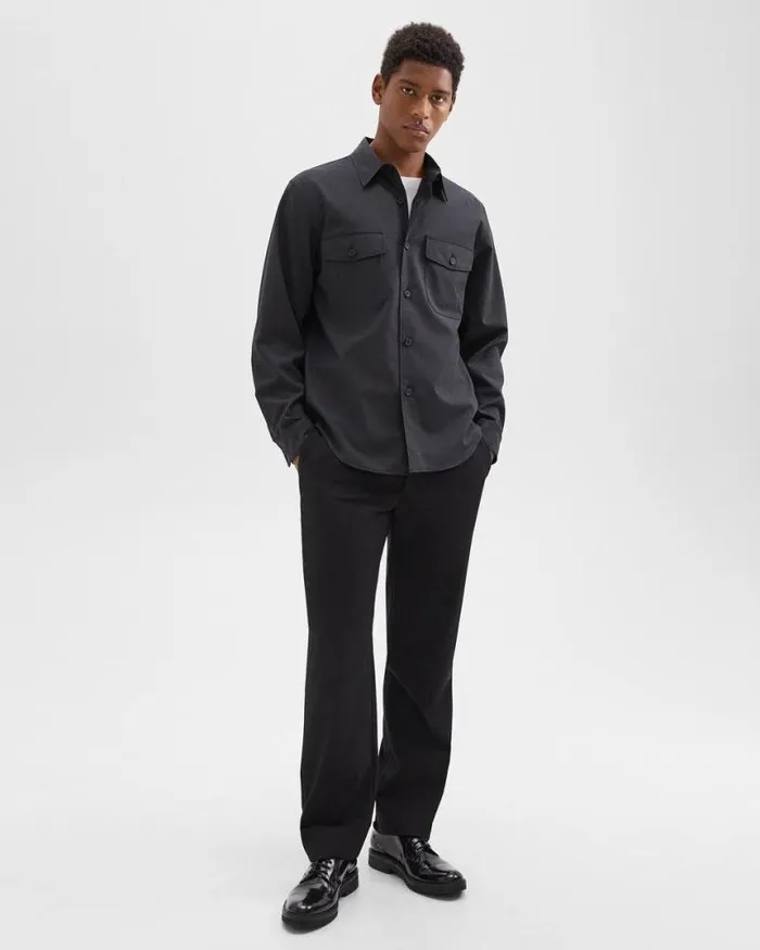 Blazers Jackets Men Theory Garvin Shirt Jacket In Stretch Wool Dark Charcoal Blazers Jackets Men Theory Garvin Shirt Jacket In Stretch Wool Dark Charcoal