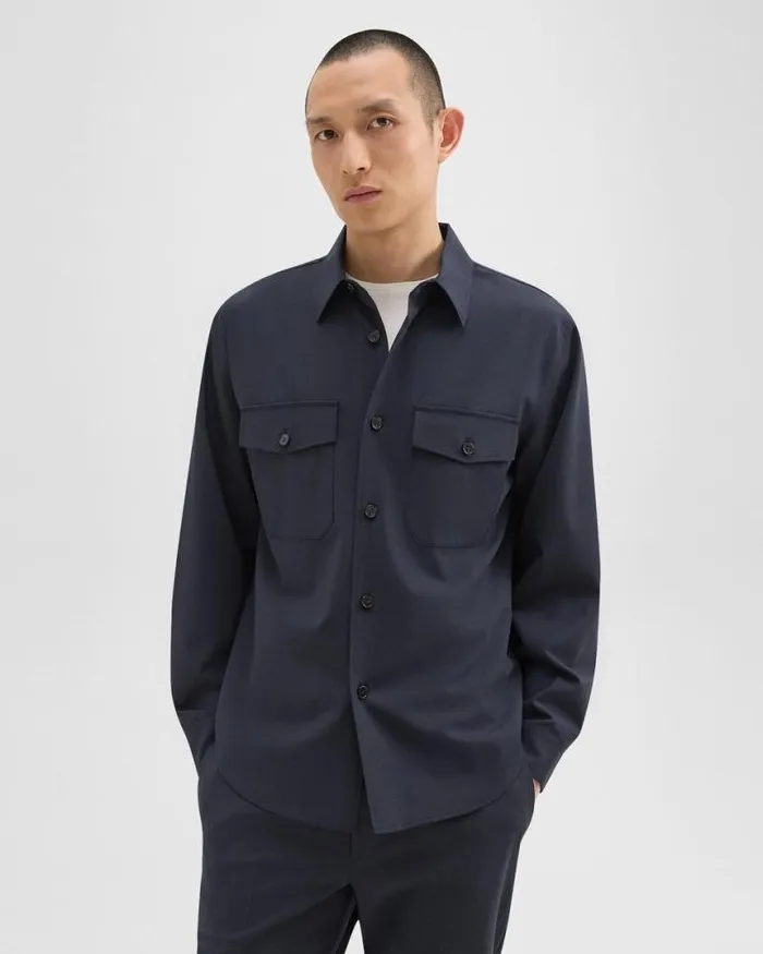 Blazers Jackets Men Theory Garvin Shirt Jacket In Stretch Wool Navy Blazers Jackets Men Theory Garvin Shirt Jacket In Stretch Wool Navy