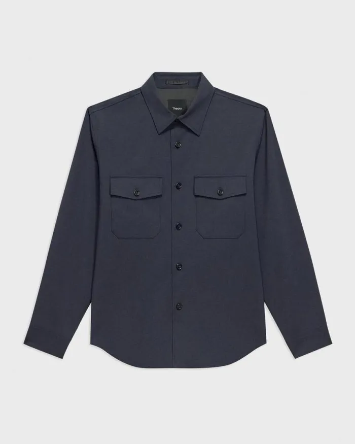 Blazers Jackets Men Theory Garvin Shirt Jacket In Stretch Wool Navy Blazers Jackets Men Theory Garvin Shirt Jacket In Stretch Wool Navy