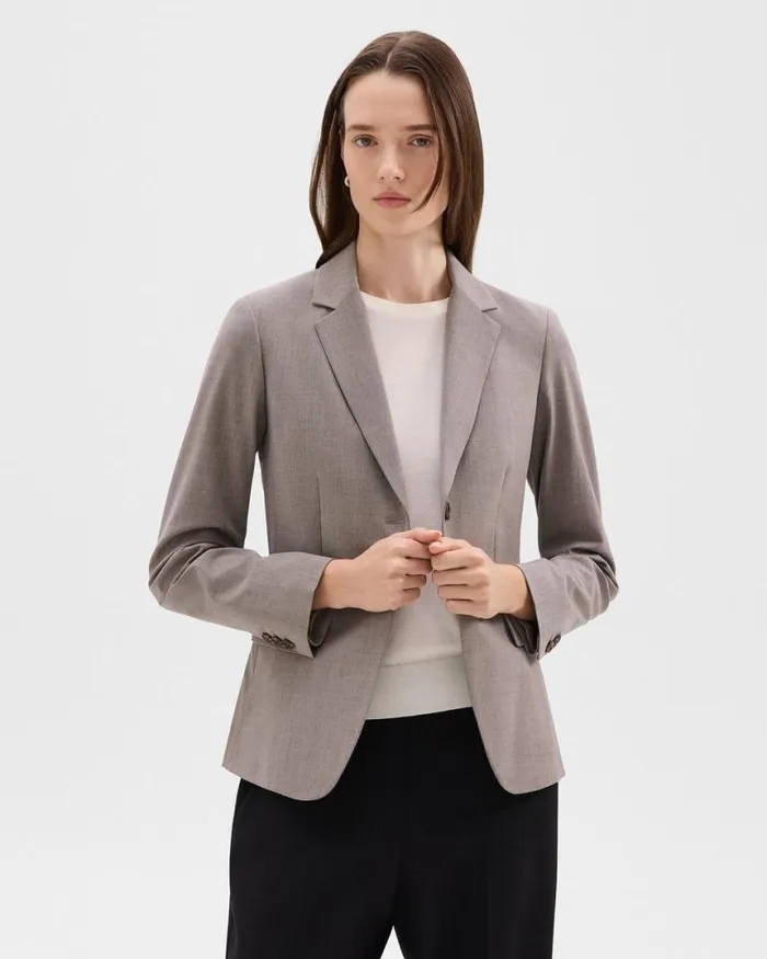 Blazers Jackets Women Theory Carissa Blazer In Good Wool Cinder Melange