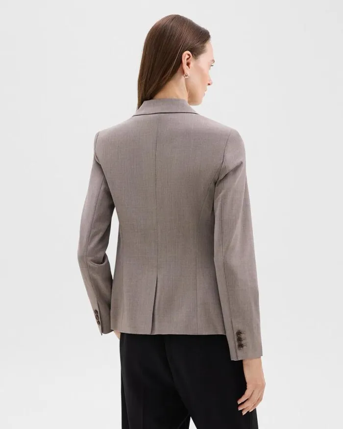 Blazers Jackets Women Theory Carissa Blazer In Good Wool Cinder Melange