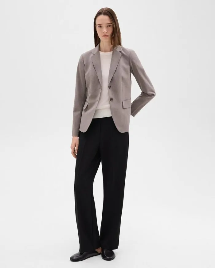 Blazers Jackets Women Theory Carissa Blazer In Good Wool Cinder Melange