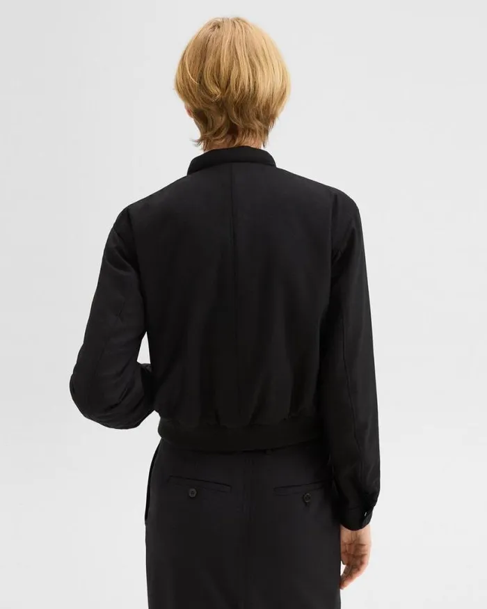 Blazers Jackets Women Theory Cropped Jacket In Stretch Flannel Black