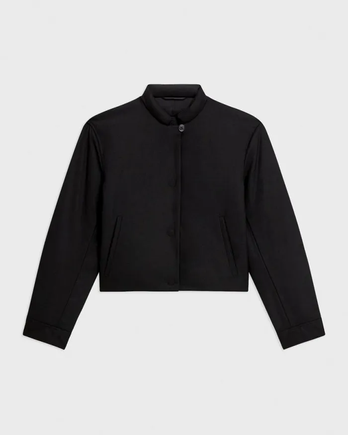Blazers Jackets Women Theory Cropped Jacket In Stretch Flannel Black