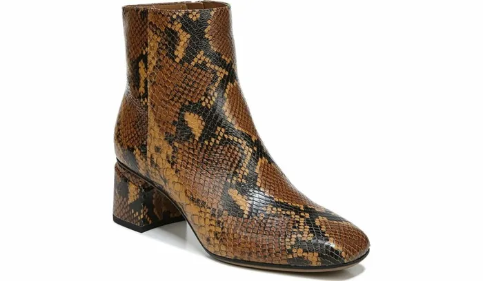 Booties Women Franco Sarto Franco Marquee Bootie Brown Snake Print Leather