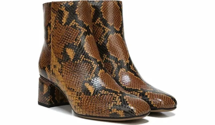Booties Women Franco Sarto Franco Marquee Bootie Brown Snake Print Leather