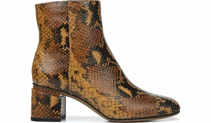 Booties Women Franco Sarto Franco Marquee Bootie Brown Snake Print Leather