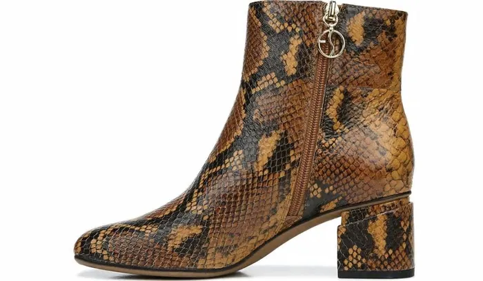 Booties Women Franco Sarto Franco Marquee Bootie Brown Snake Print Leather