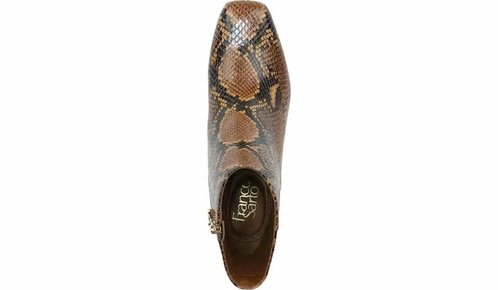 Booties Women Franco Sarto Franco Marquee Bootie Brown Snake Print Leather