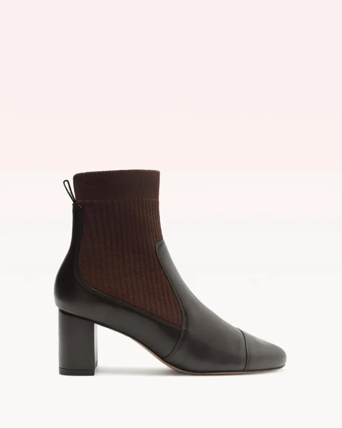 Boots Women Alexandre Birman Becky Knit Bootie 8211 Brown Designer Boots 8211 Luxury Leather Boots Brown
