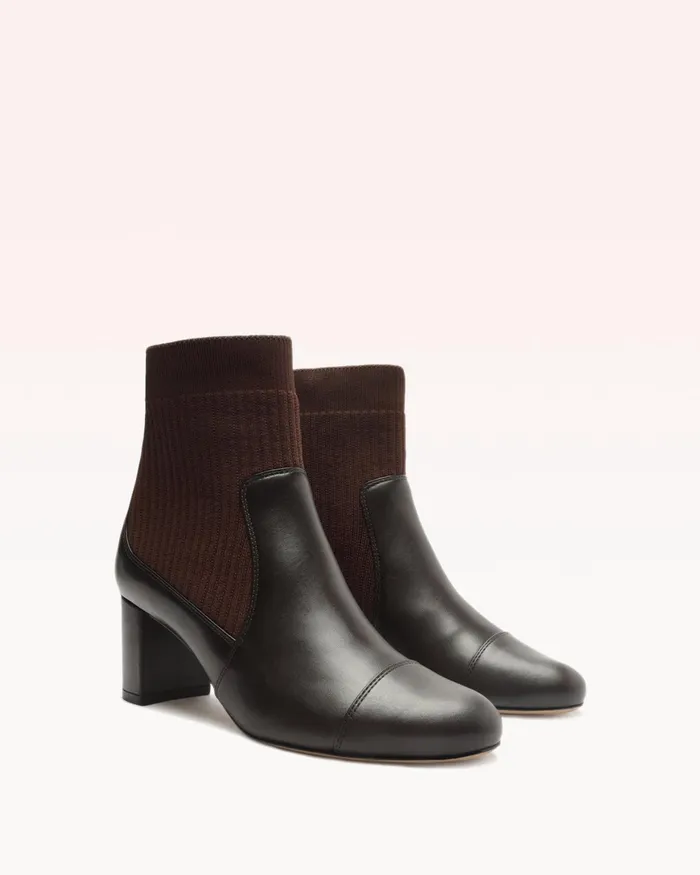 Boots Women Alexandre Birman Becky Knit Bootie 8211 Brown Designer Boots 8211 Luxury Leather Boots Brown