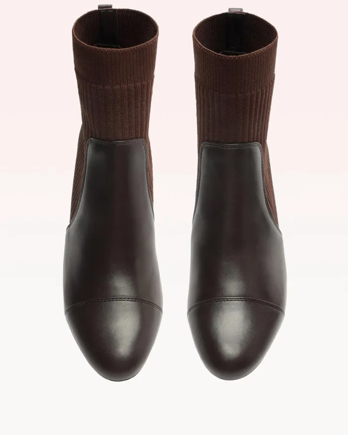 Boots Women Alexandre Birman Becky Knit Bootie 8211 Brown Designer Boots 8211 Luxury Leather Boots Brown