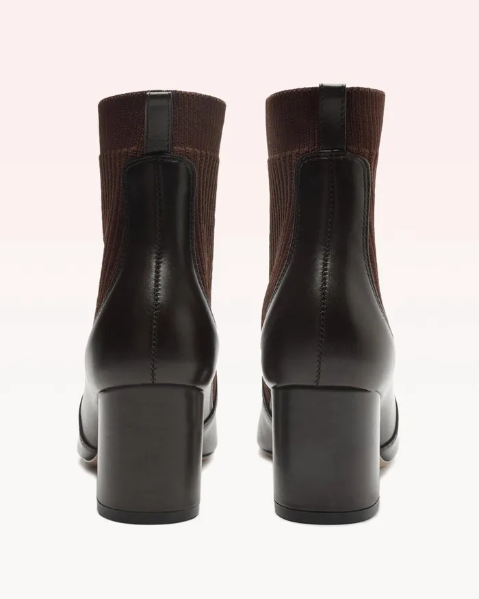 Boots Women Alexandre Birman Becky Knit Bootie 8211 Brown Designer Boots 8211 Luxury Leather Boots Brown