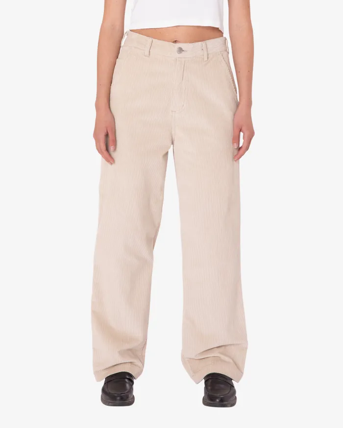 BOTTOMS OBEY Clothing Women BRIGHTON CORDUROY CARPENTER PANT Silver Grey