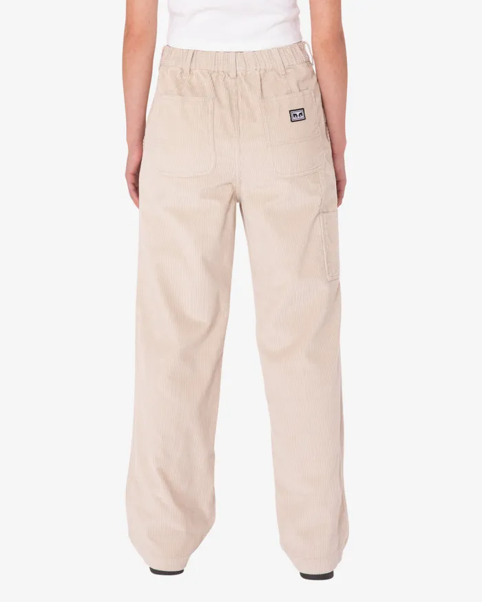 BOTTOMS OBEY Clothing Women BRIGHTON CORDUROY CARPENTER PANT Silver Grey