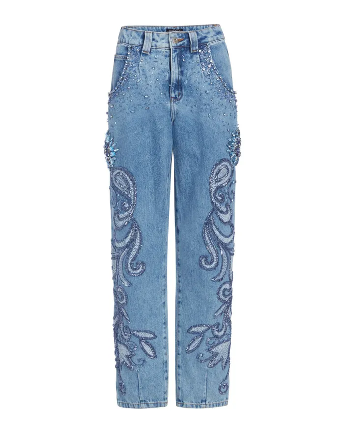Bottoms Women PatBO HANDBEADED STRAIGHT LEG JEANS