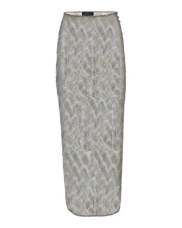 Bottoms Women PatBO RhinestoneNetted Midi Skirt EXCLUSIVE