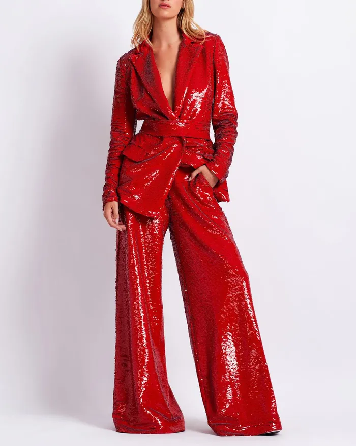Bottoms Women PatBO SEQUIN WIDE LEG PANT