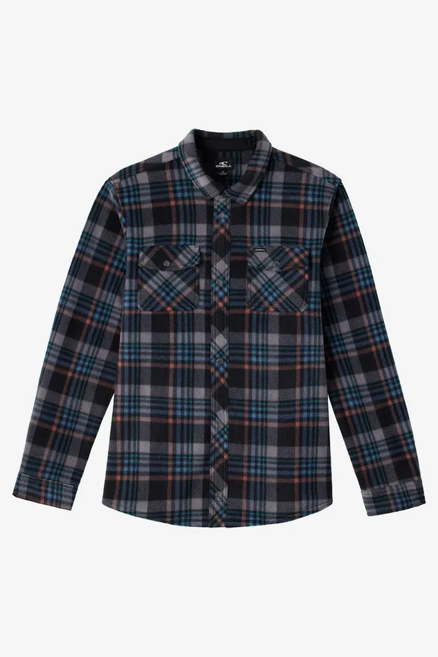 BOY039S GLACIER PLAID HIGH PILE SUPERFLEECE SHIRT Black Kids O039NEILL Boy039S Clothing