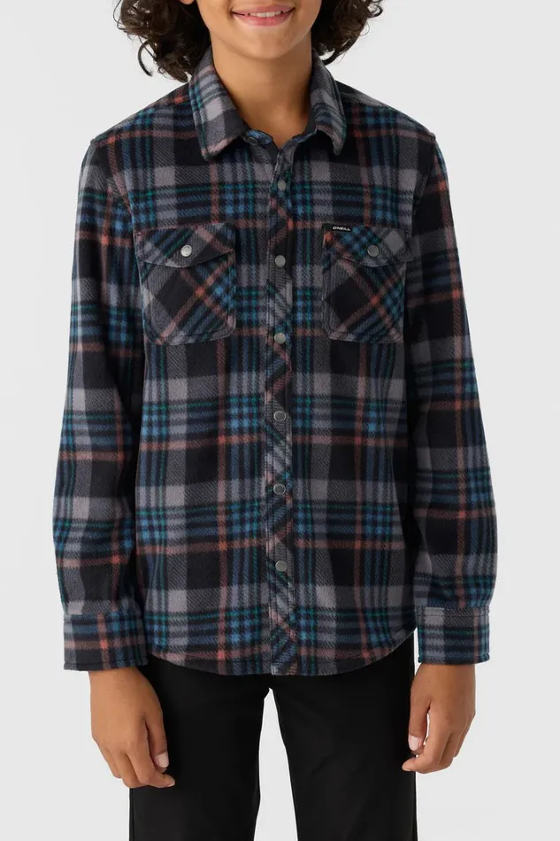 BOY039S GLACIER PLAID HIGH PILE SUPERFLEECE SHIRT Black Kids O039NEILL Boy039S Clothing