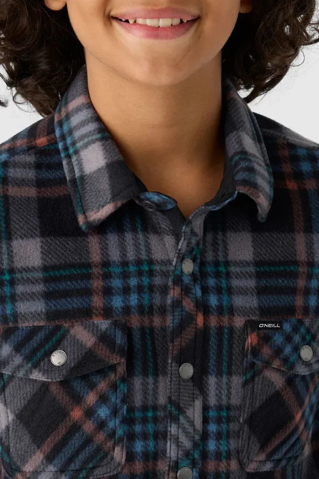 BOY039S GLACIER PLAID HIGH PILE SUPERFLEECE SHIRT Black Kids O039NEILL Boy039S Clothing